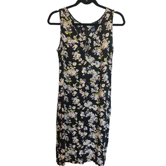 Gap Women's Sleeveless Dress Black/Lavender Multi floral Size Small - Picture 2 of 7